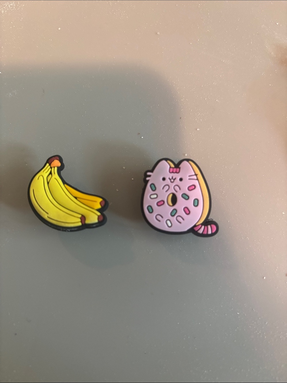 Cute Banana & Donut Cat  charms for crocs, Yellow & Pink